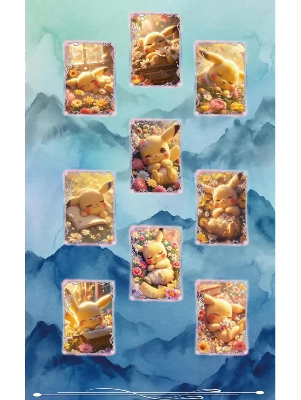 Pokemon Cute Polaroid Card - 3 Strips - Glitter Finish Fan Art